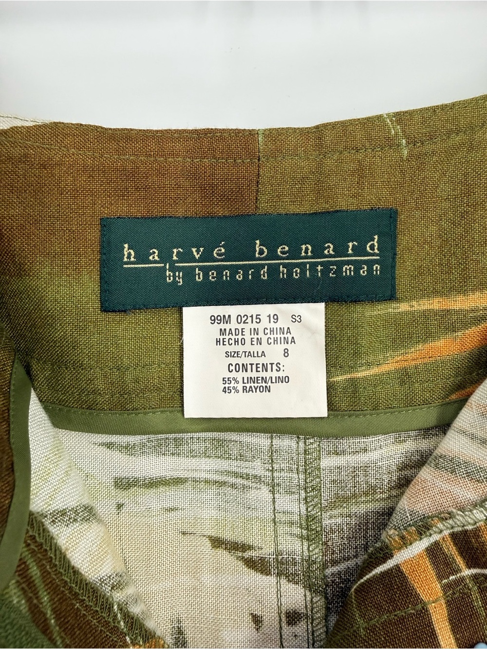 Harvé Benard Linen Blend Tropical Print Wrap Skirt 8 Resort Vacation Coastal - Picture 5 of 8